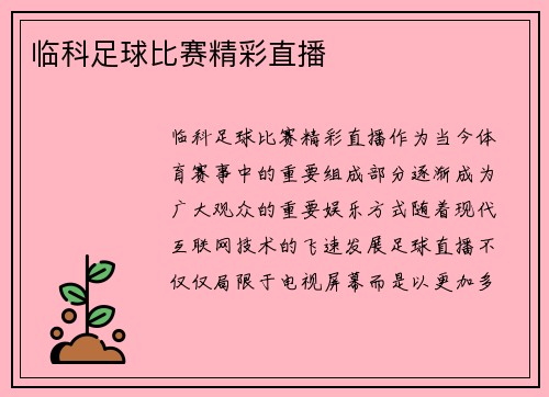 临科足球比赛精彩直播
